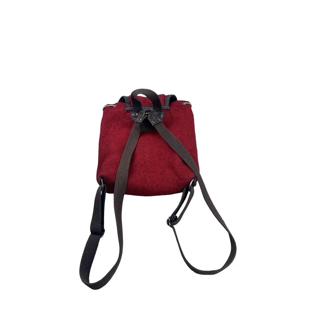 Frost River Red Wool Felt Leather Drawstring Backpack Made in USA Duluth MN